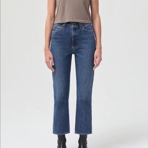 AGOLDE pinch waist high rise kick jeans in Placebo (indigo), size 30